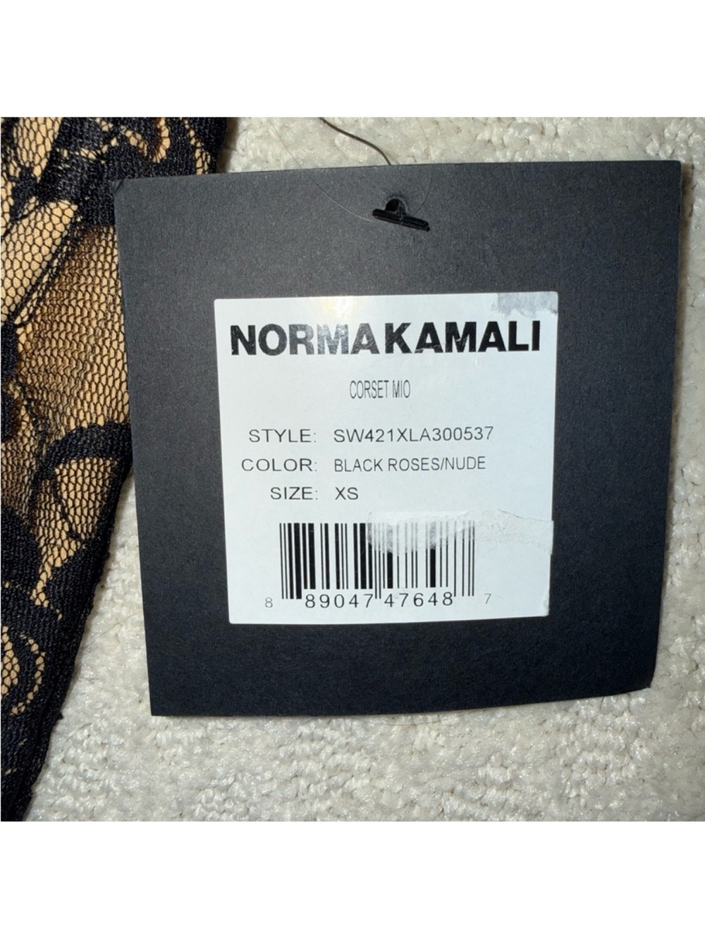 NEW Norma Kamali Mio Lace Corset Black Nude Strapless One Piece Swimsuit XS - Picture 8 of 9